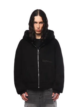 REVERSIBLE FUR ZIP HOODIE in GREY - MARCELO MIRACLES