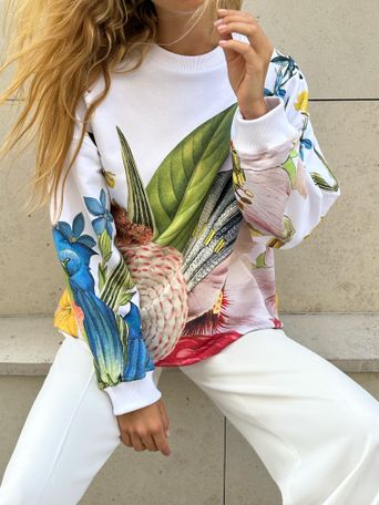 White sweatshirt cotton hot sale