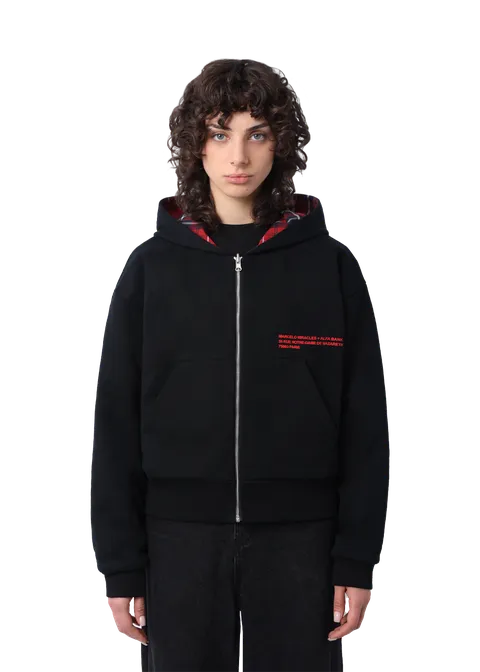 Marcelo✨ REVERSIBLE FLANNEL ZIP-HOODIE in BLACK - MARCELO MIRACLES
