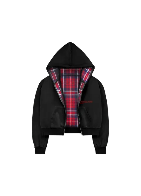 Marcelo✨ REVERSIBLE FLANNEL ZIP-HOODIE in BLACK - MARCELO MIRACLES