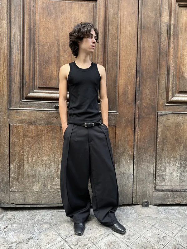 STRIPE TROUSERS in BLACK